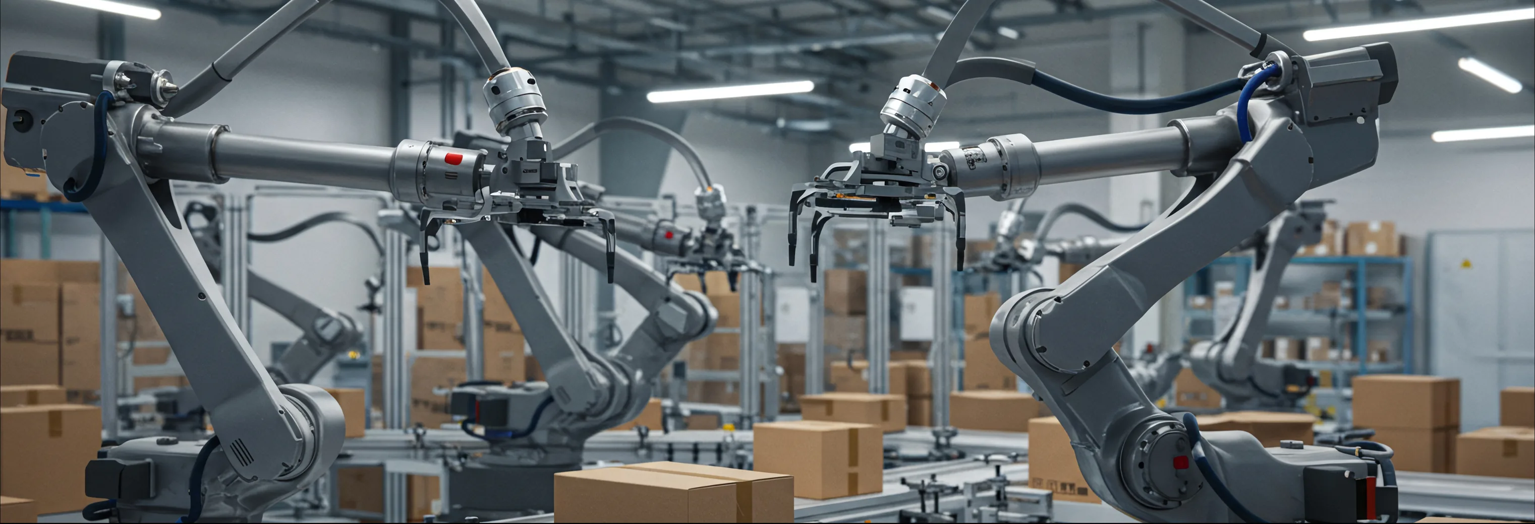 Automated packaging cell with robotic pick-and-place over a carton line